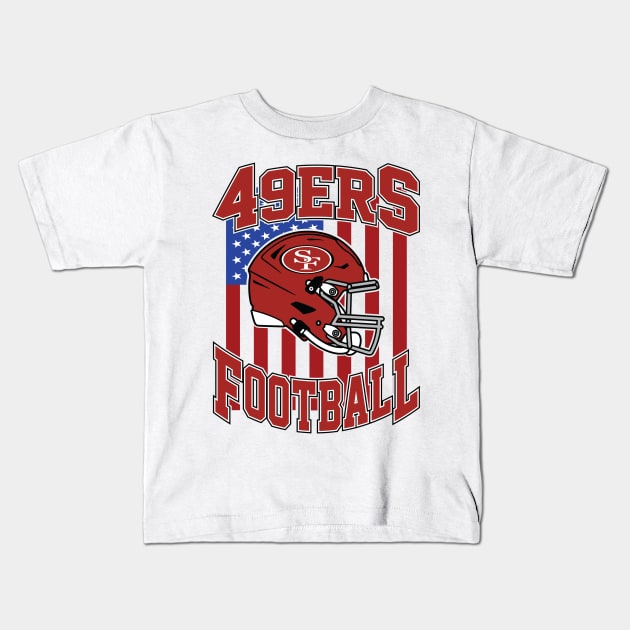 Retro 49ers Football Kids T-Shirt by Cemploex_Art